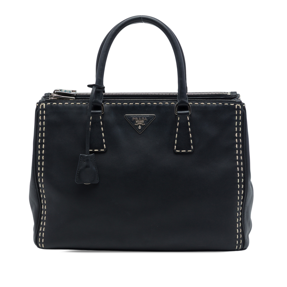 Pre-Loved Prada Medium City Calf Hand Stitched Galleria Double Zip Satchel